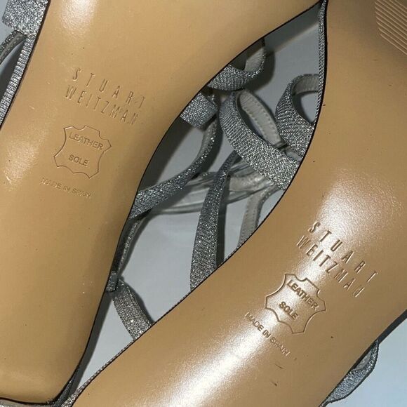 Stuart Weitzman Y2K Silver Slingback Strappy Heeled Sandals 9.5N - Picture 13 of 13